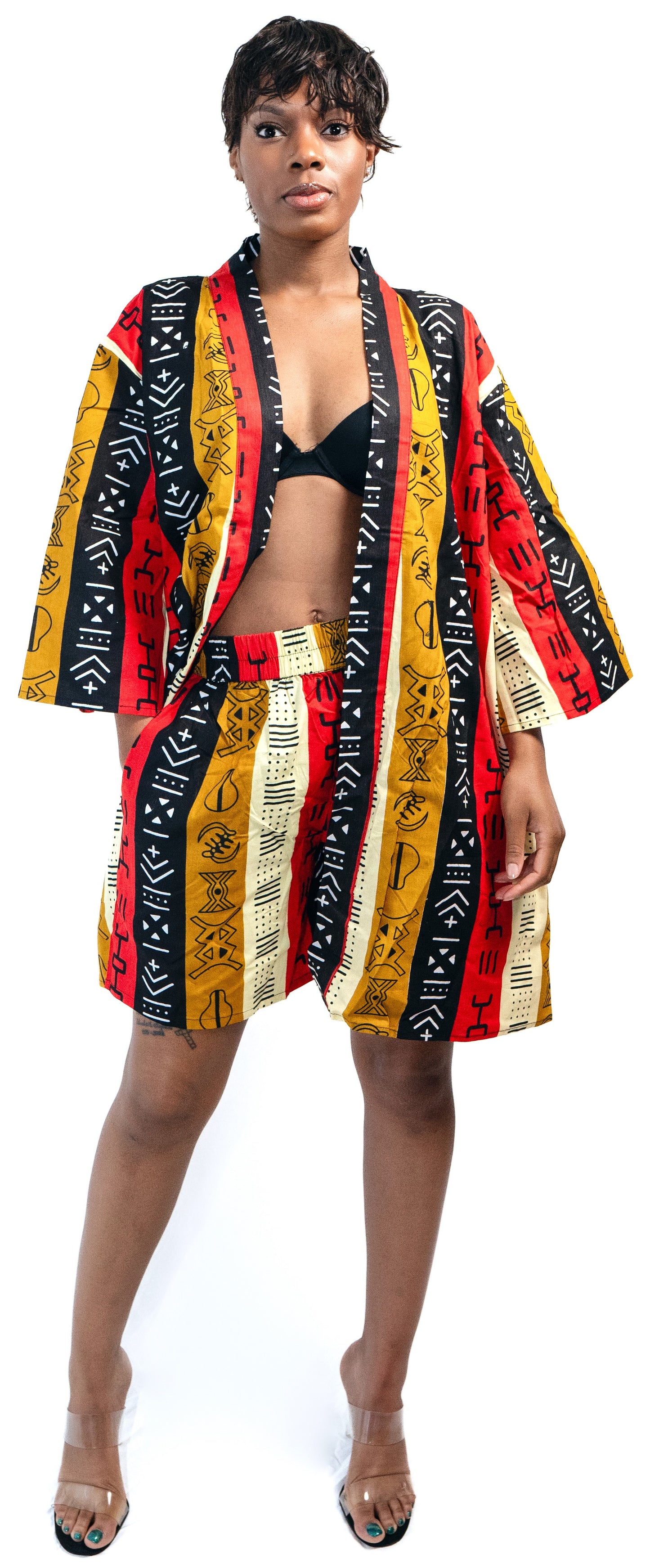 Kavazi Kimono Duster with Shorts & Belt Set