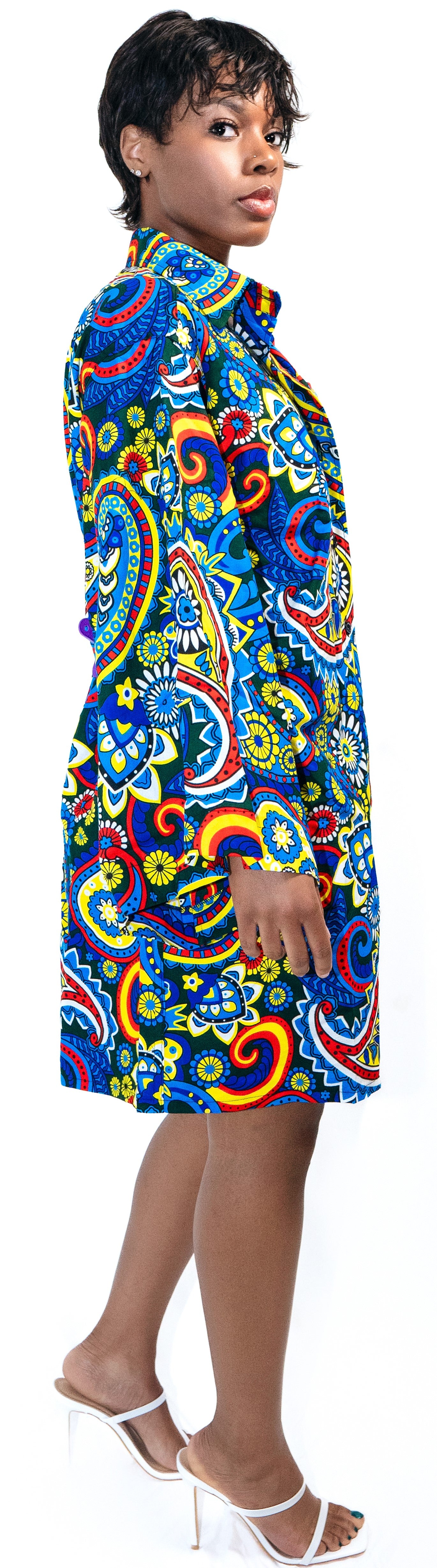 Kim Ocean-Dreams Long-sleeve African Print Shirt-dress