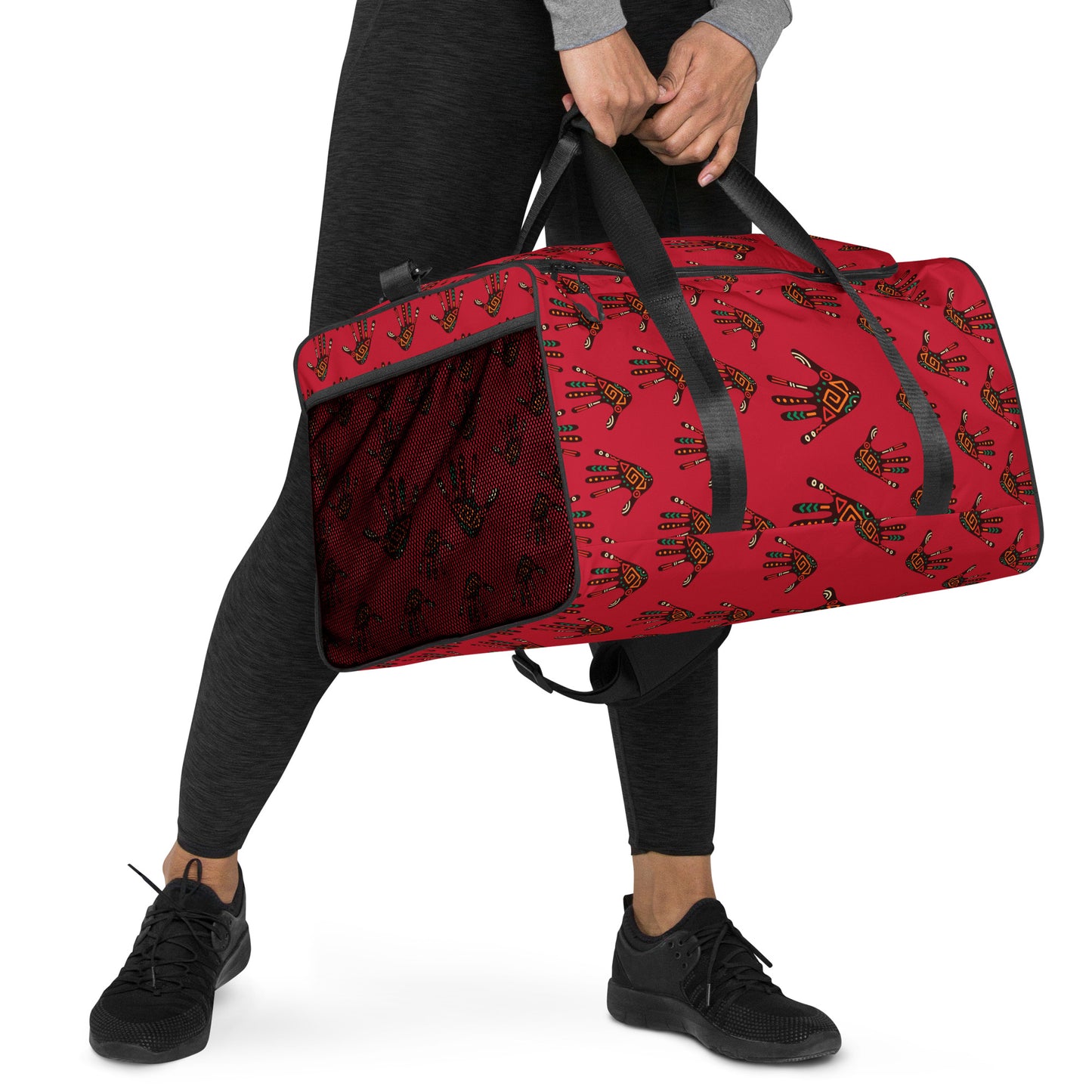 Duro Crimson Palm Print Duffle Bag
