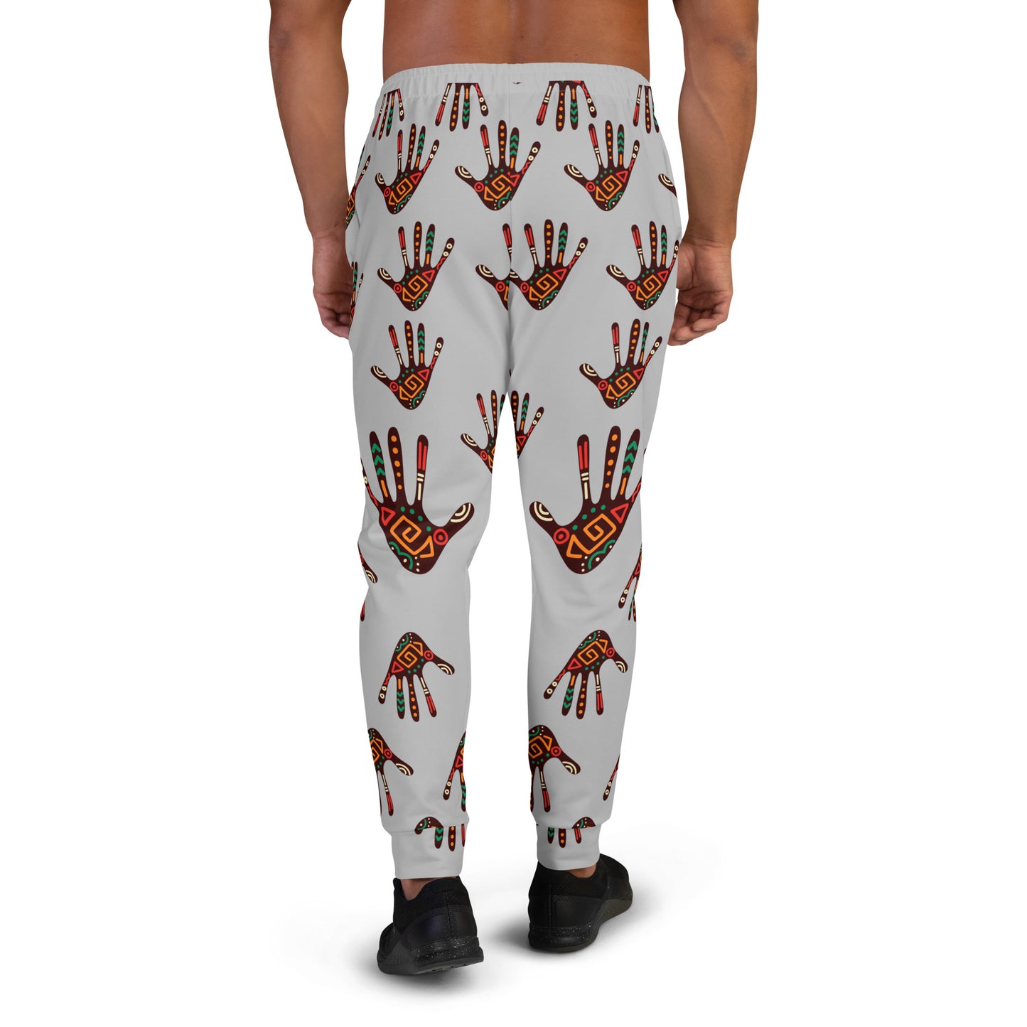 Duro Tribal Palm Print Men's Grey Joggers