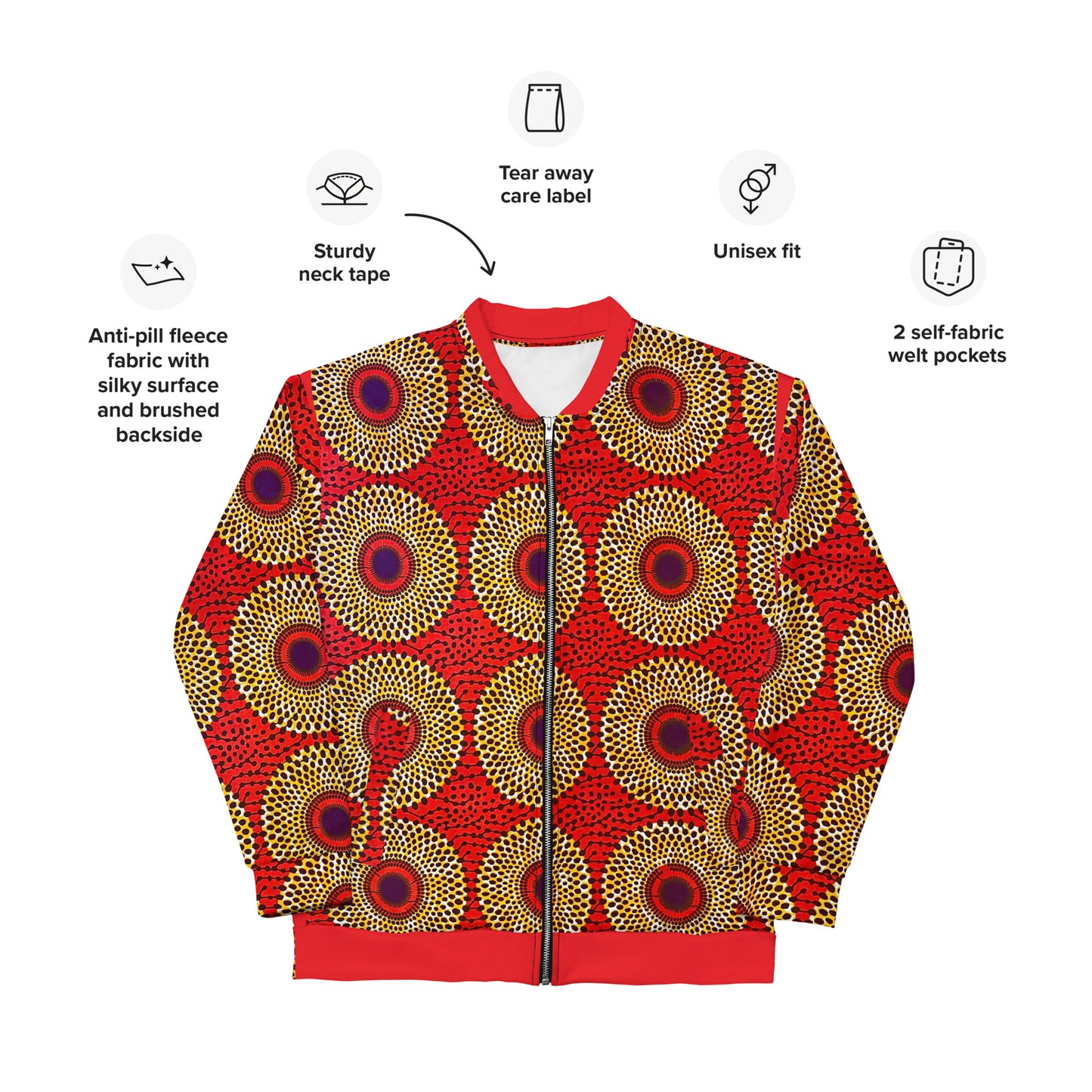 Rekiana African Print Unisex Mens Womens Bomber Jacket
