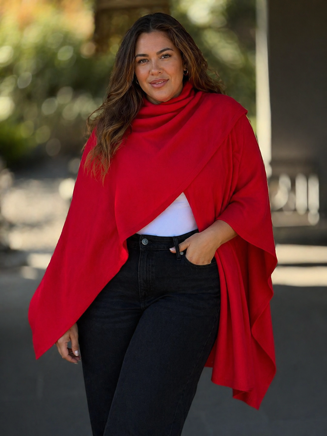 Asani Wrap Blouse in Vibrant Red