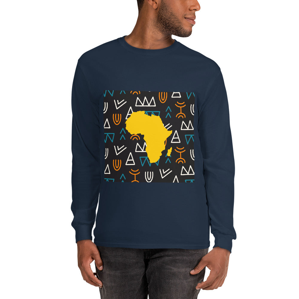 Virgil Tribal Africa Map Cotton Long-Sleeve Fall T-shirt
