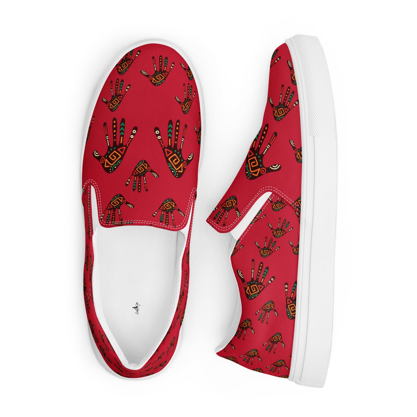 Duro Crimson Tribal Palm Print Women’s Slip-on Canvas Shoes