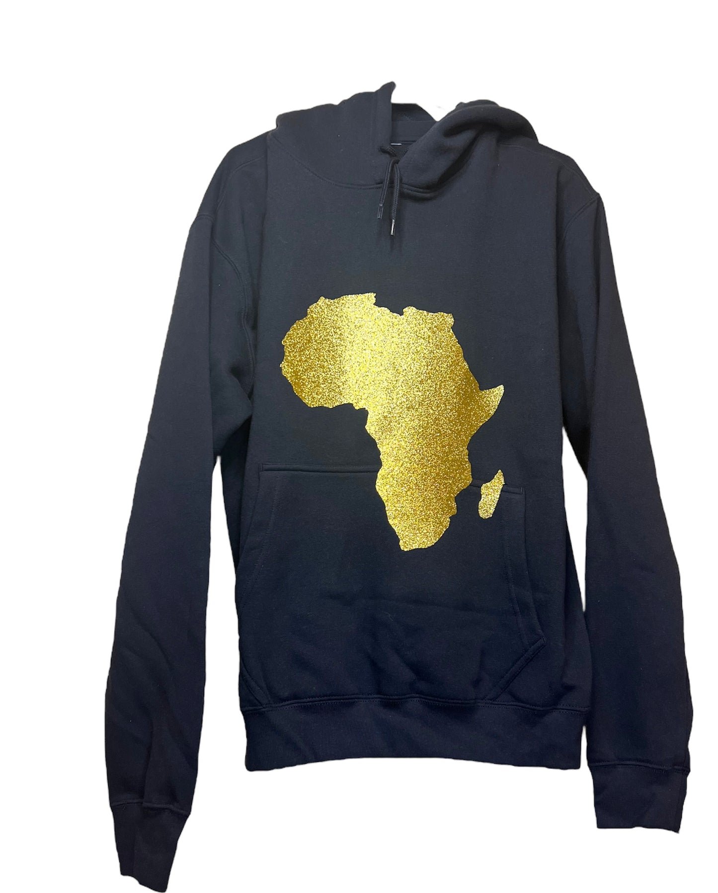Royal Blue Navy Blue Black Men Women Unisex Hoodie with Gold Africa Map