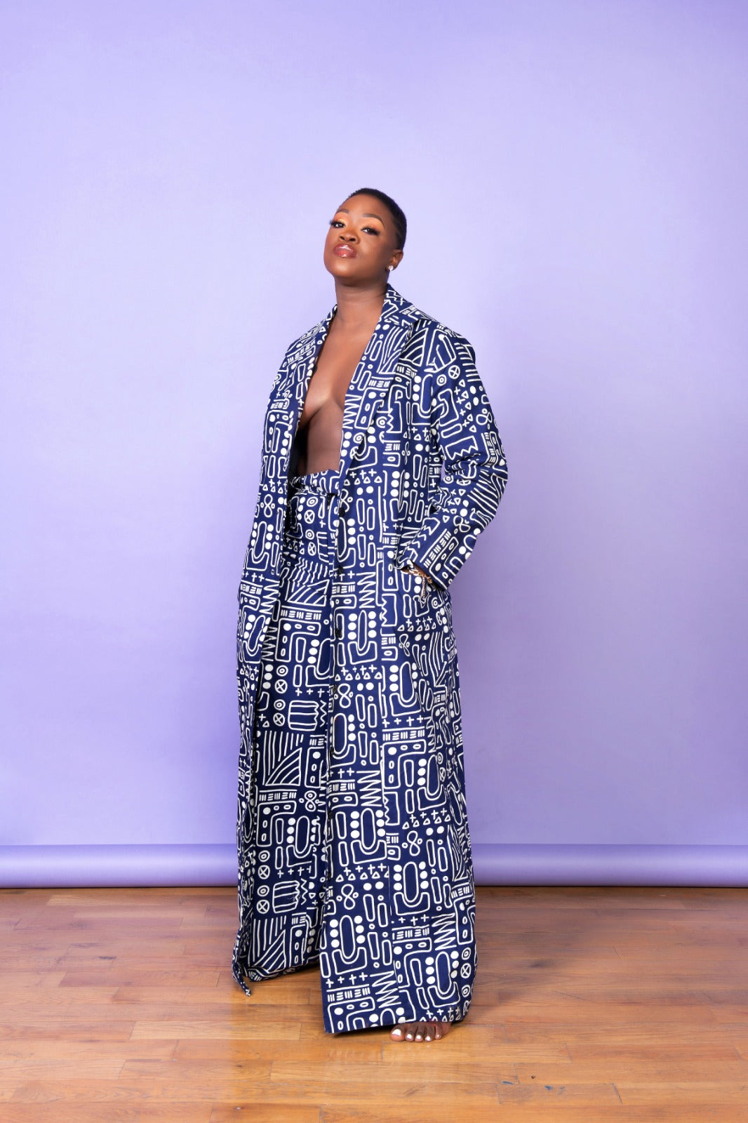 CLEOPATRA Custom Made Tribal Print Long Sleeve Jacket and Wide-Leg Pants