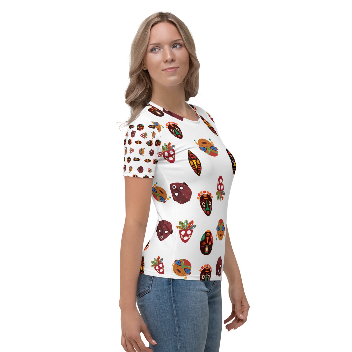 Chi Tribal Mask Multi-Face Short Sleeve Women's T-shirt