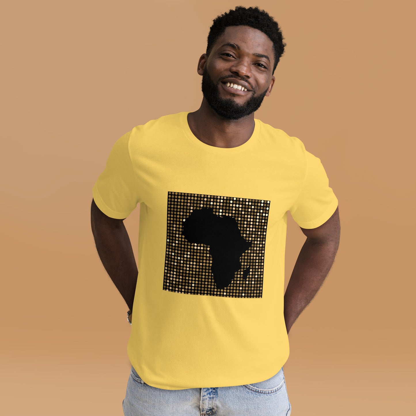 Nubia Gold Square Africa Map Cotton Unisex Short Sleeve T-shirt