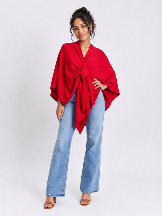 Asani Wrap Blouse in Vibrant Red