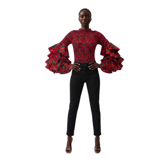 Sisi Bishop Collar Multi-Layer Long Sleeve African Body Suit Top