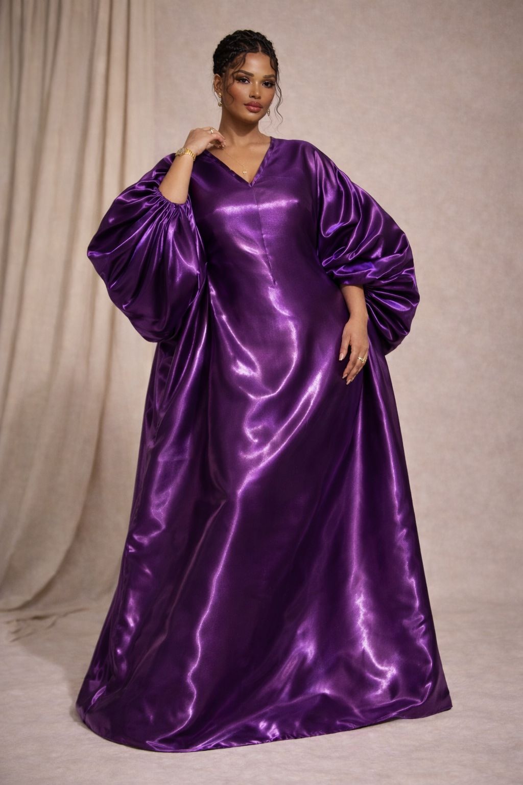 SÒLÁ Boubou Luxury Metallic Satin Kaftan Dress  Mother's Day Gift for Her ASAKE OGE