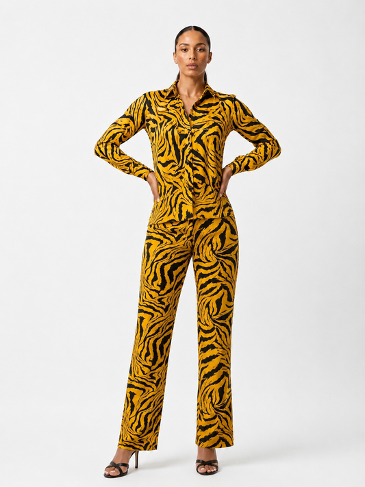 African Print Ankara Co-ord Set  Two-Piece Wide Leg Pant Suit