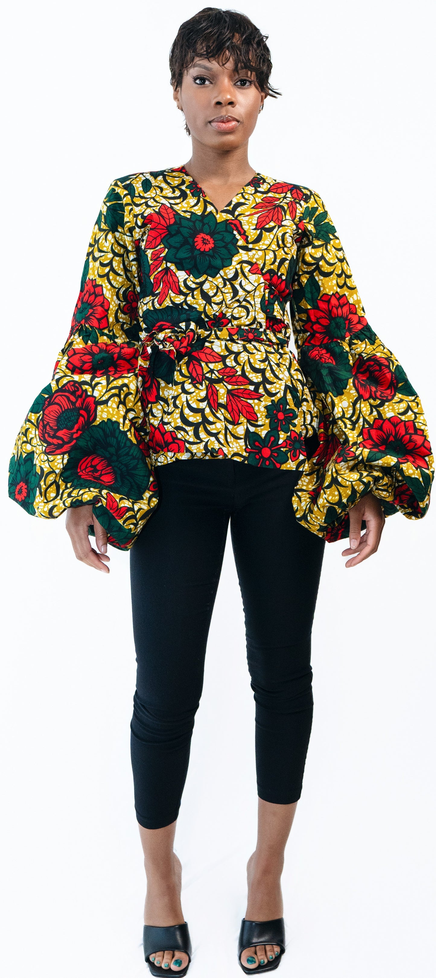Chika Multicolour Long Sleeve Wrap African Print Shirt
