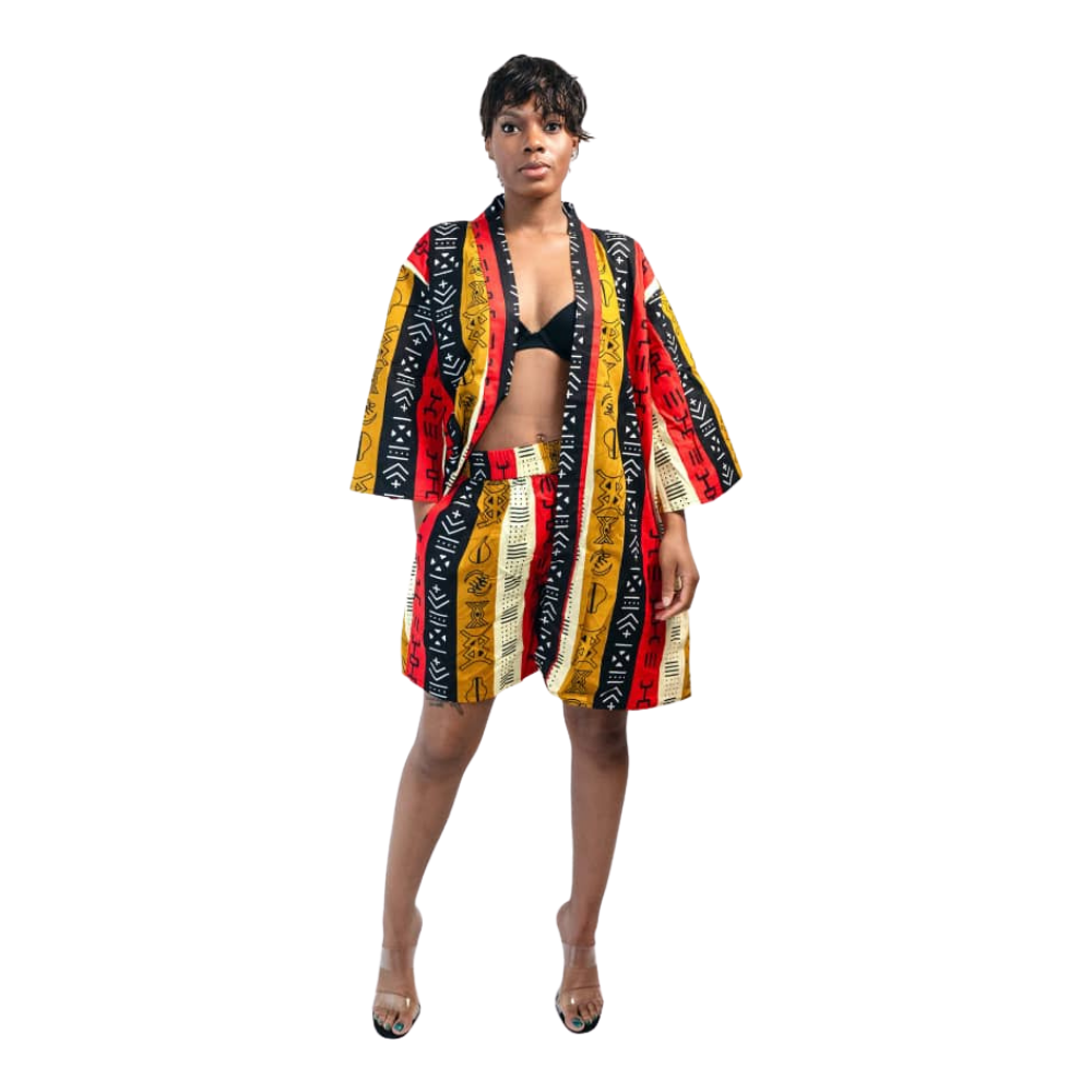 Kavazi Kimono  Duster with Shorts & Belt Set