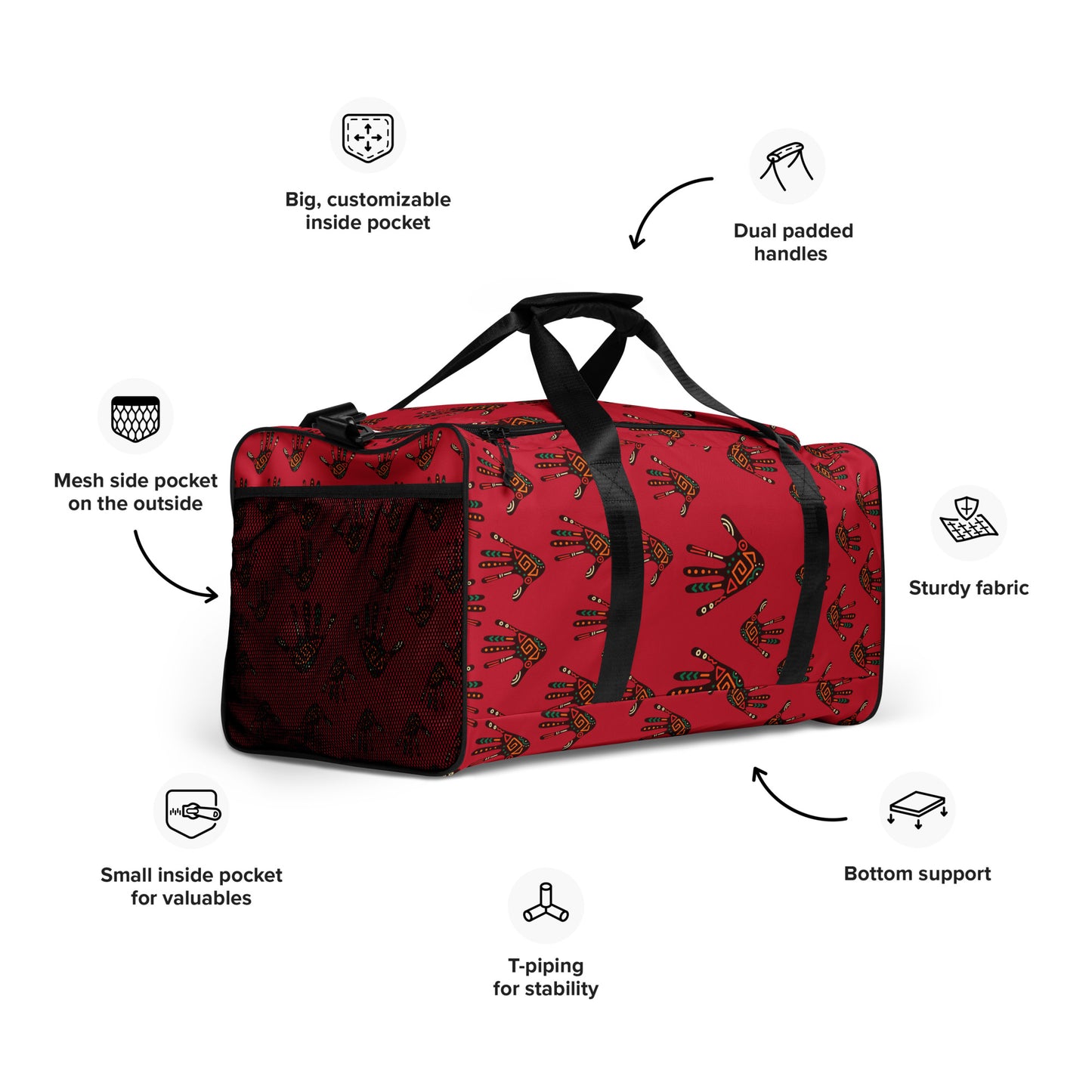 Duro Crimson Palm Print Duffle Bag