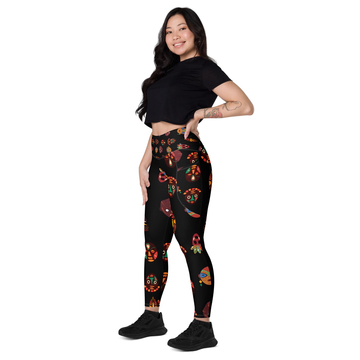 Chi Tribal Mask Leggings with Pockets