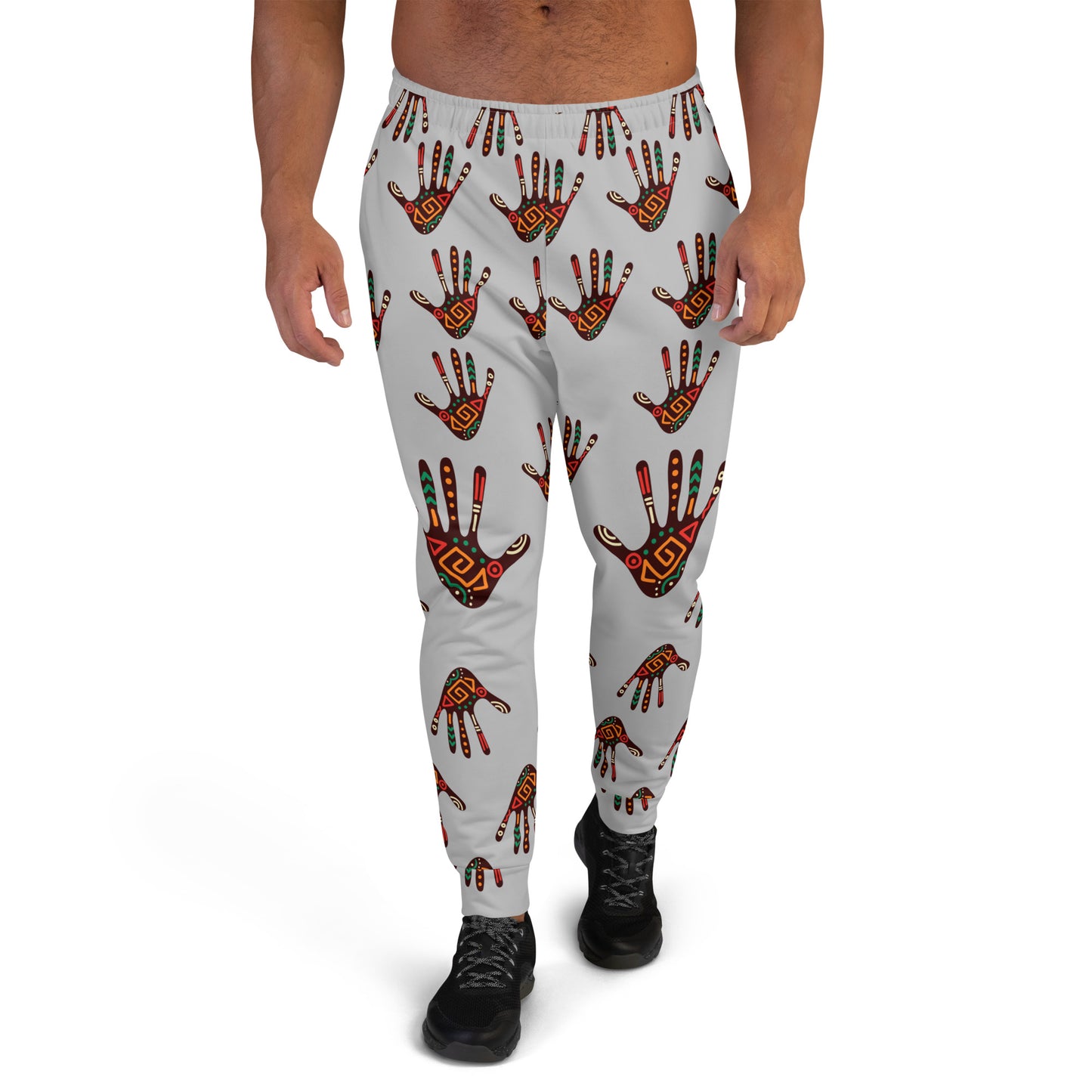 Duro Tribal Palm Print Men's Grey Joggers