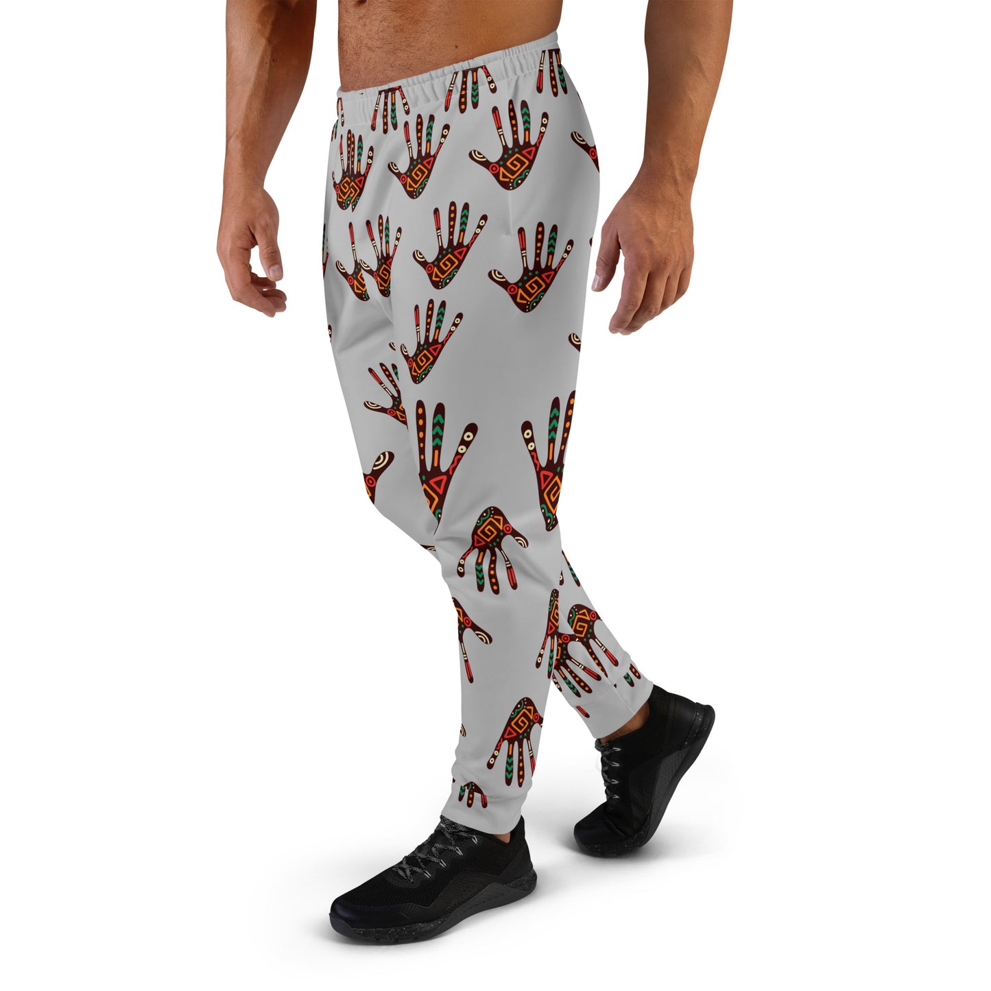 Duro Tribal Palm Print Men's Grey Joggers