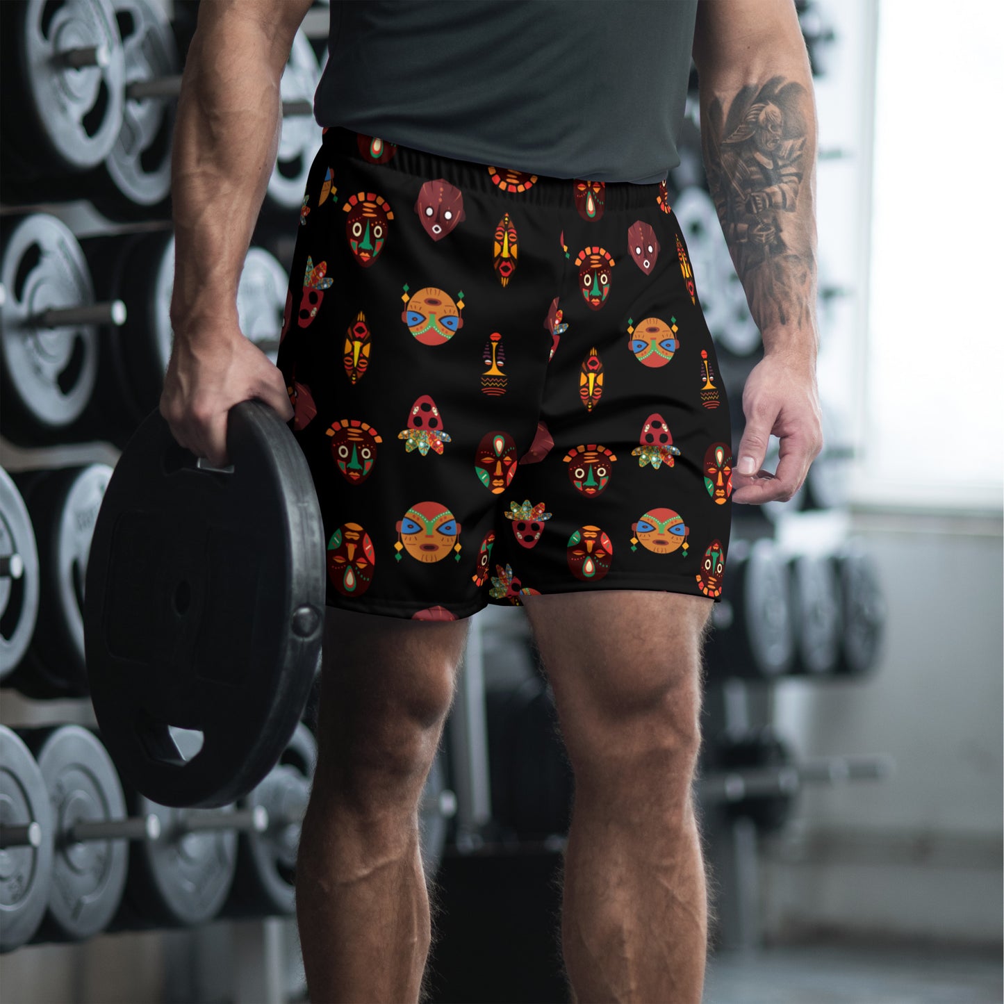 Chi Tribal Mask Multi-Face Men's Recycled Athletic Shorts