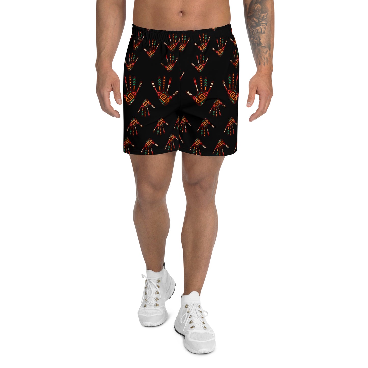 Duro Tribal Palm Print Men's Recycled Athletic Shorts