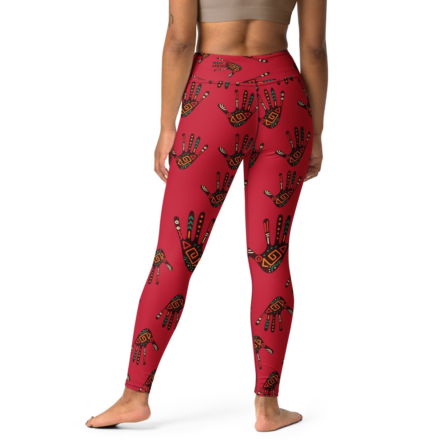 Duro Palm Print Yoga Leggings in Red