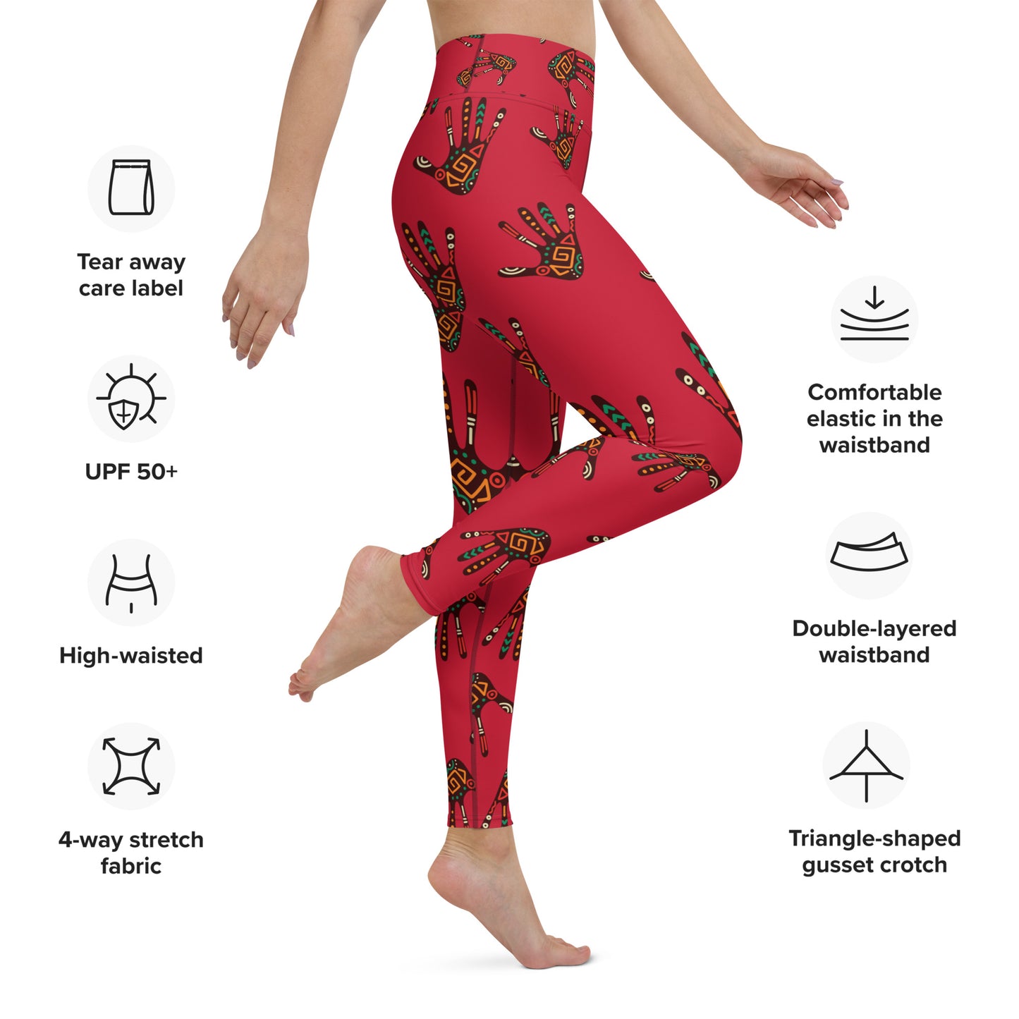 Duro Palm Print Yoga Leggings in Red