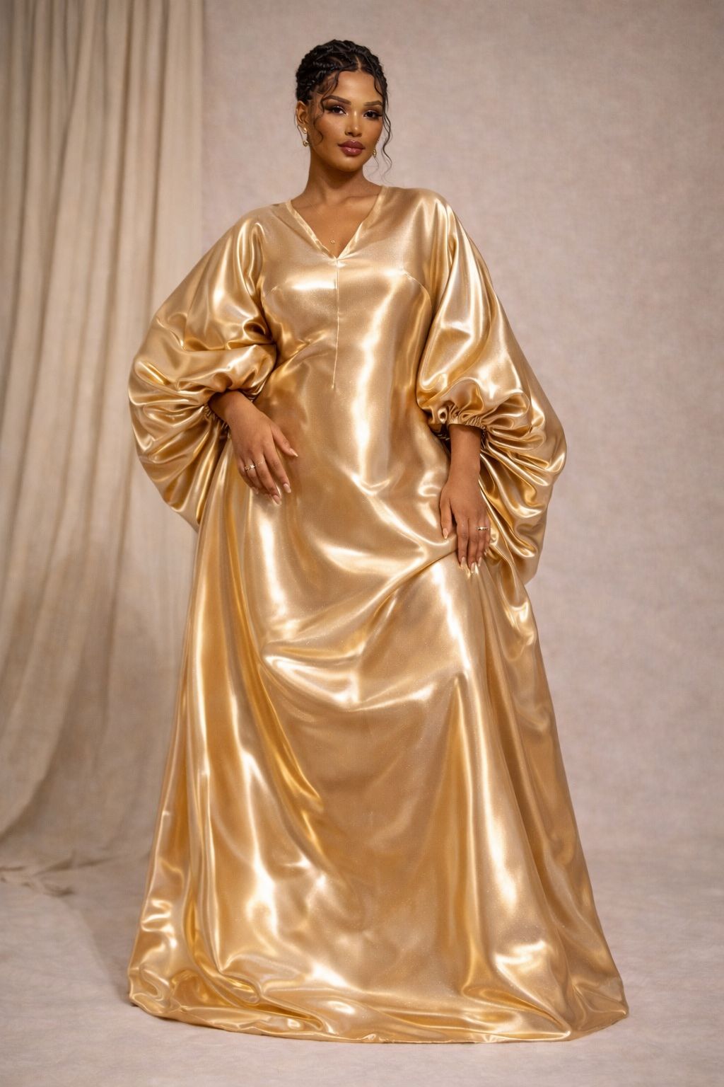 SÒLÁ Boubou Luxury Metallic Satin Kaftan Dress  Mother's Day Gift for Her ASAKE OGE