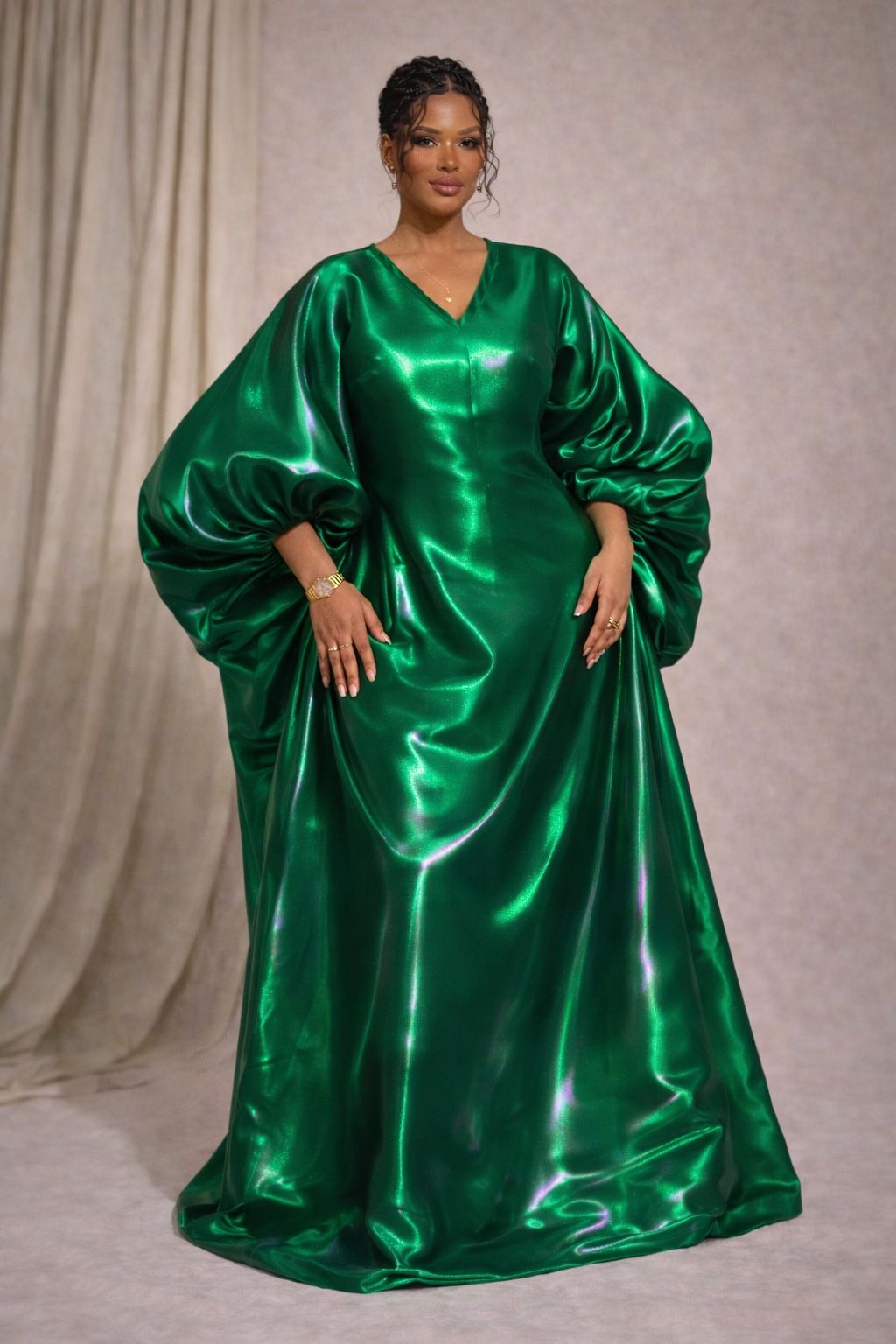 SÒLÁ Boubou Luxury Metallic Satin Kaftan Dress  Mother's Day Gift for Her ASAKE OGE