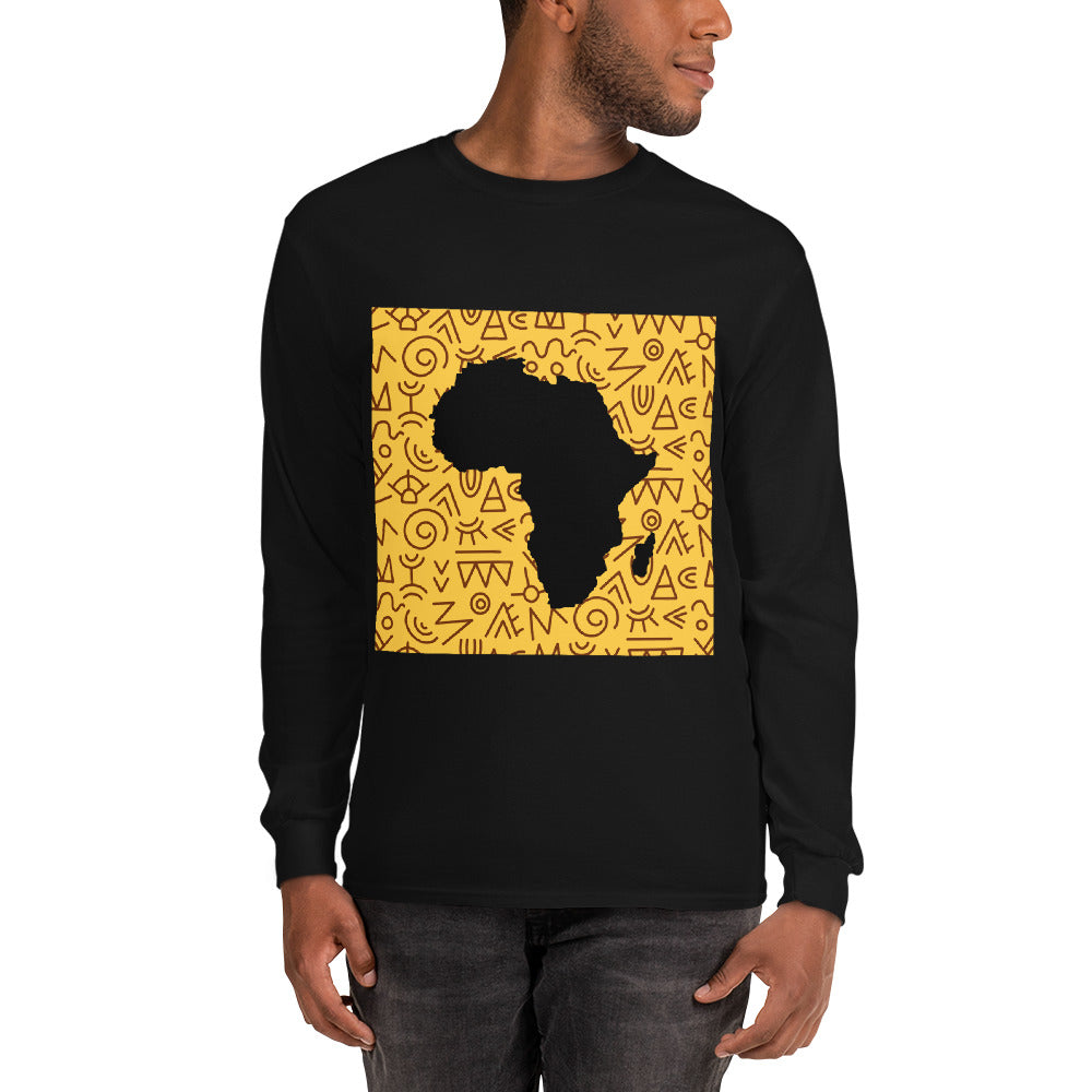 Trevor Tribal Africa Map Cotton Long-Sleeve Fall Tshirt