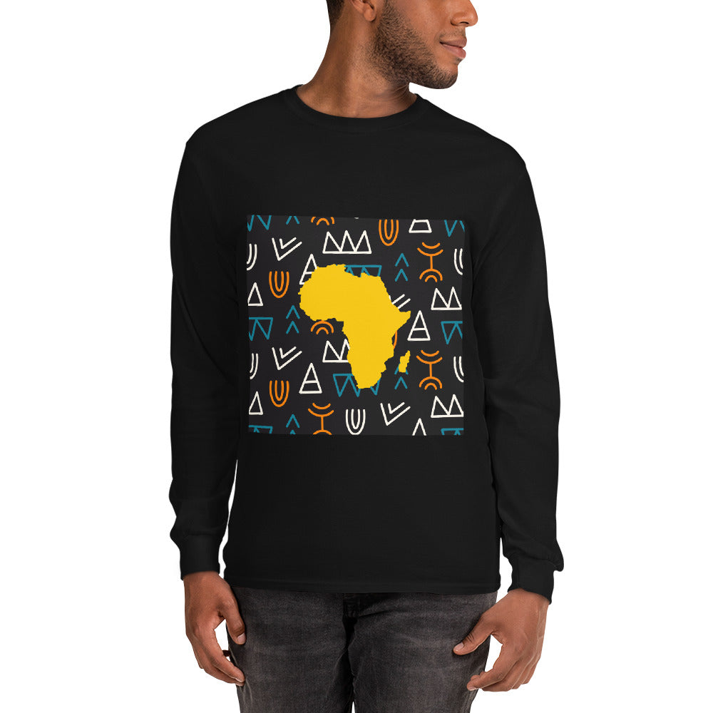 Virgil Tribal Africa Map Cotton Long-Sleeve Fall T-shirt