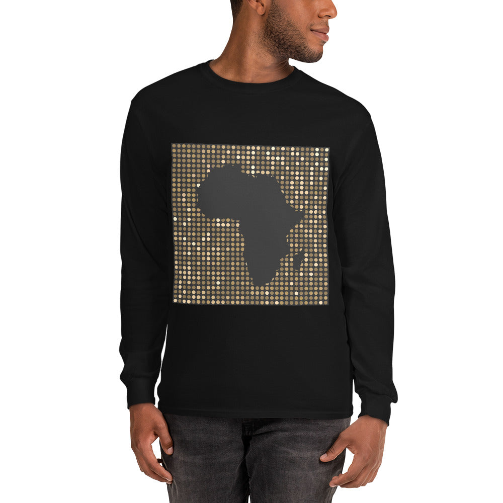 Nubia Gold Square Africa Map Cotton Long-Sleeve Fall T-shirt