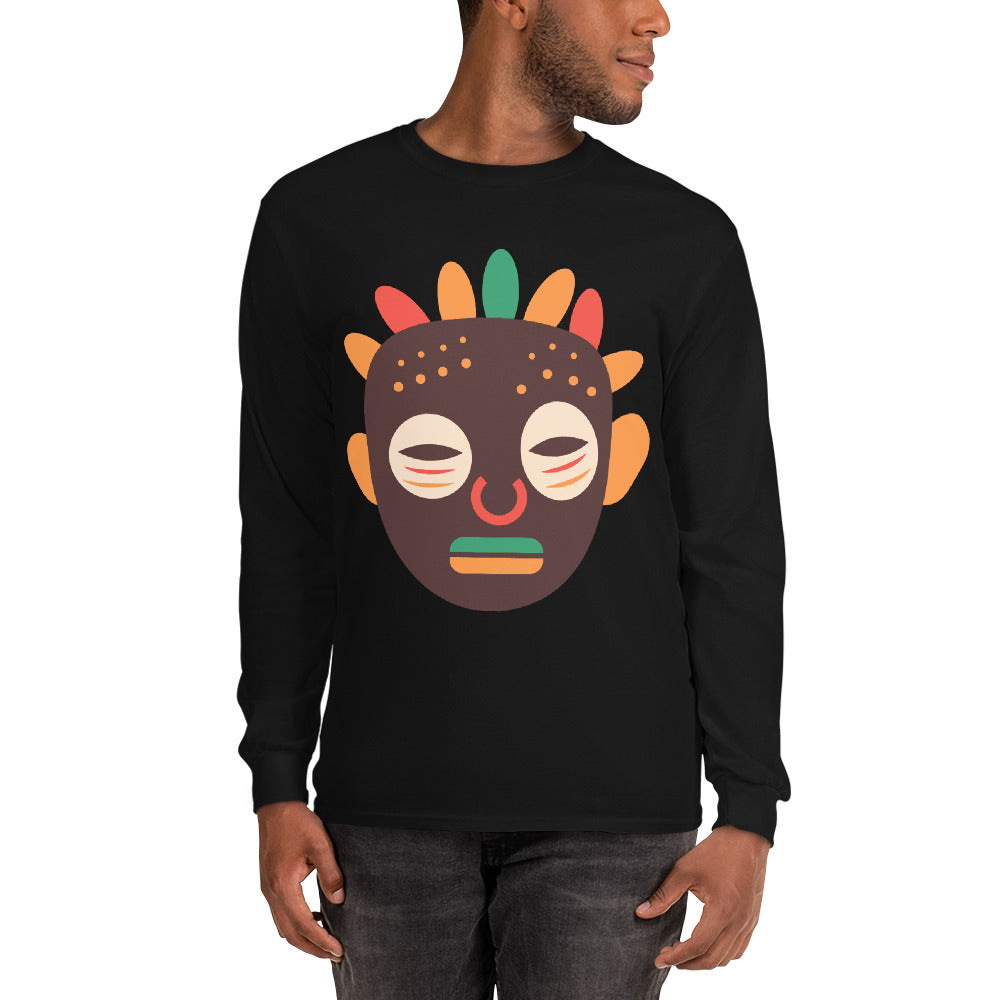 Woyo Tribal Maskhead Cotton Longsleeve Fall Tshirt