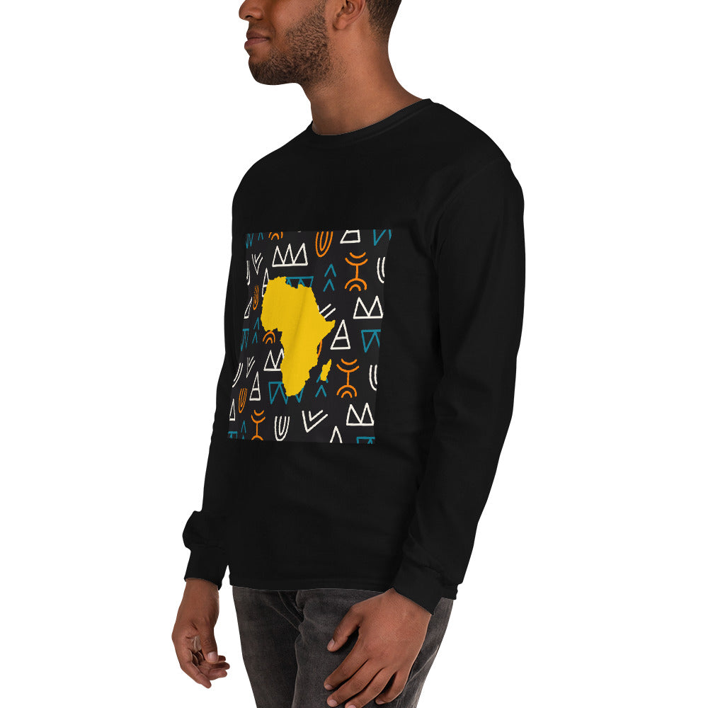 Virgil Tribal Africa Map Cotton Long-Sleeve Fall T-shirt