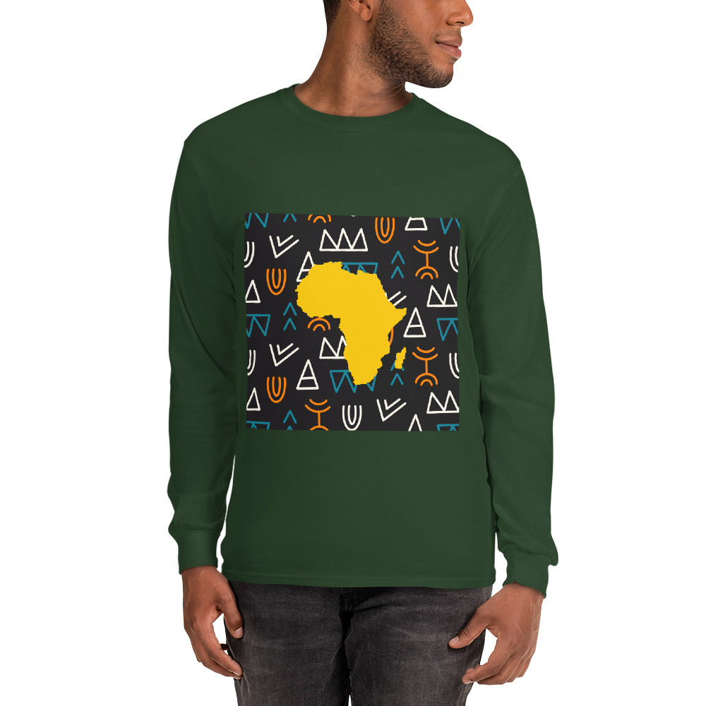 Virgil Tribal Africa Map Cotton Long-Sleeve Fall T-shirt