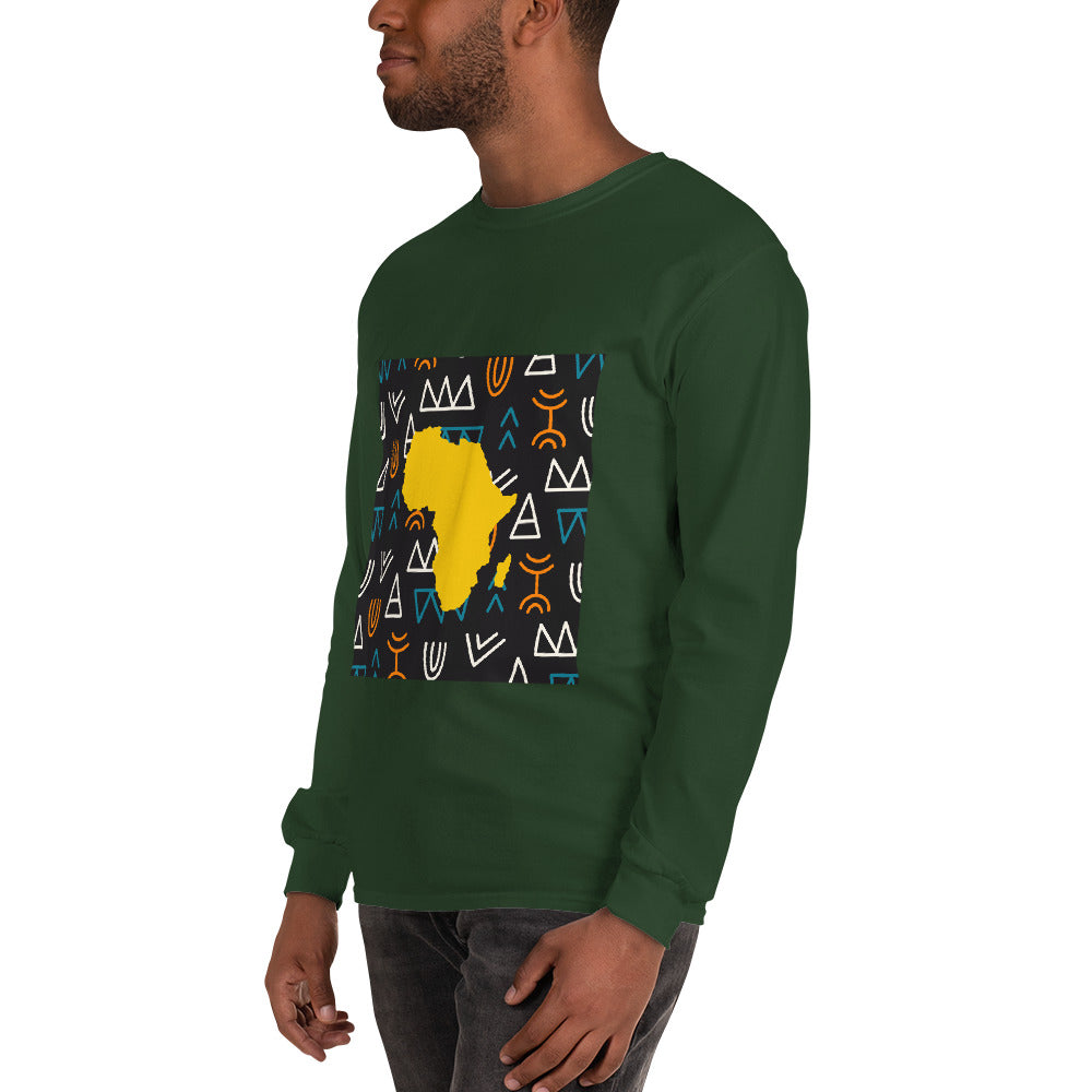 Virgil Tribal Africa Map Cotton Long-Sleeve Fall T-shirt