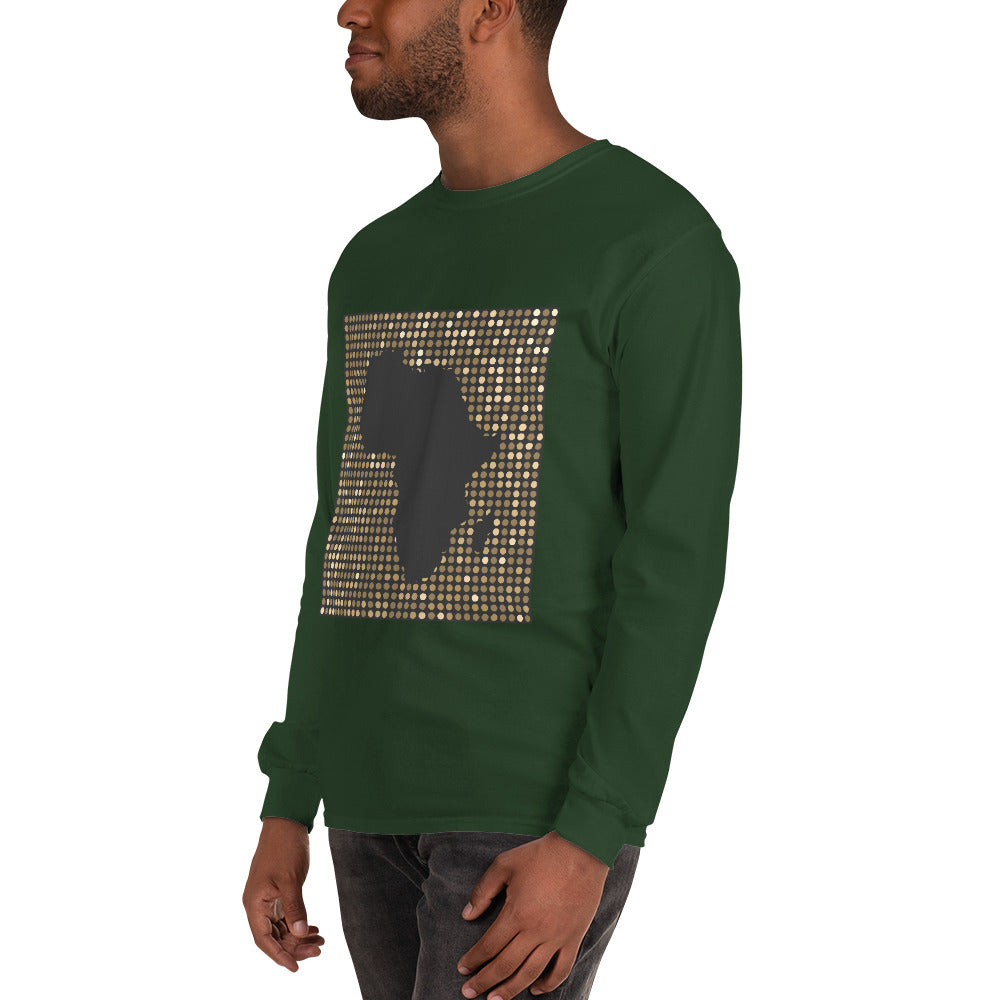 Nubia Gold Square Africa Map Cotton Long-Sleeve Fall T-shirt