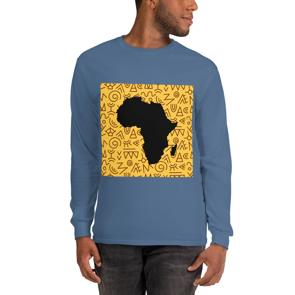 Trevor Tribal Africa Map Cotton Long-Sleeve Fall Tshirt