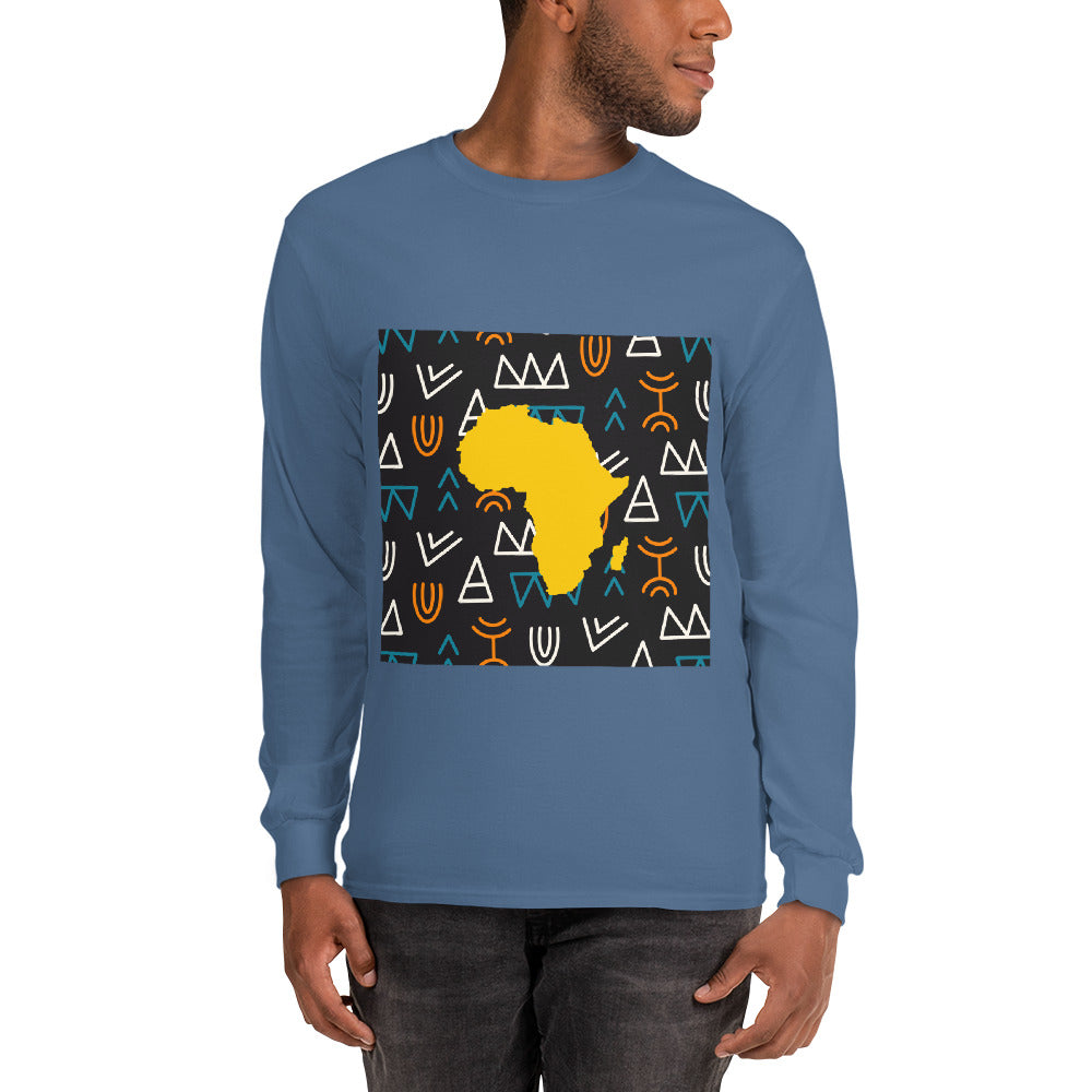 Virgil Tribal Africa Map Cotton Long-Sleeve Fall T-shirt