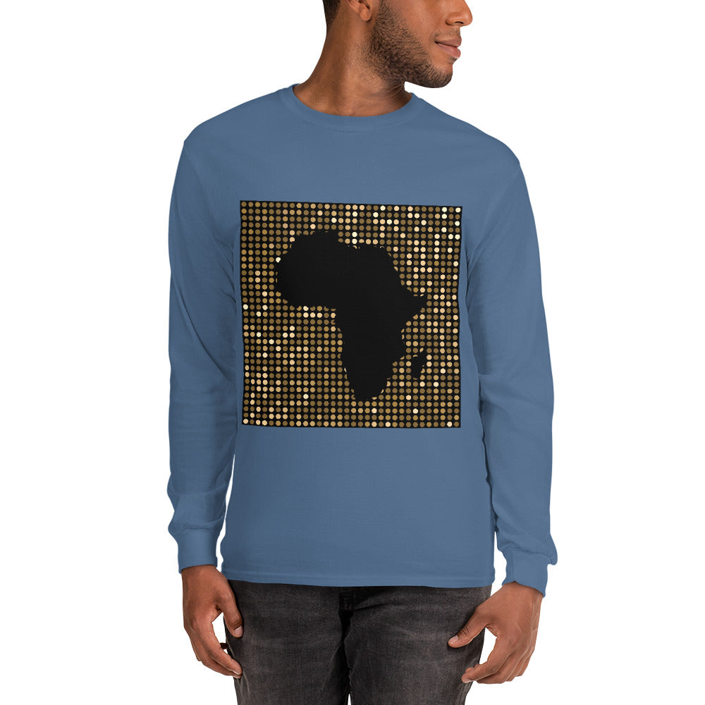 Nubia Gold Square Africa Map Cotton Long-Sleeve Fall T-shirt