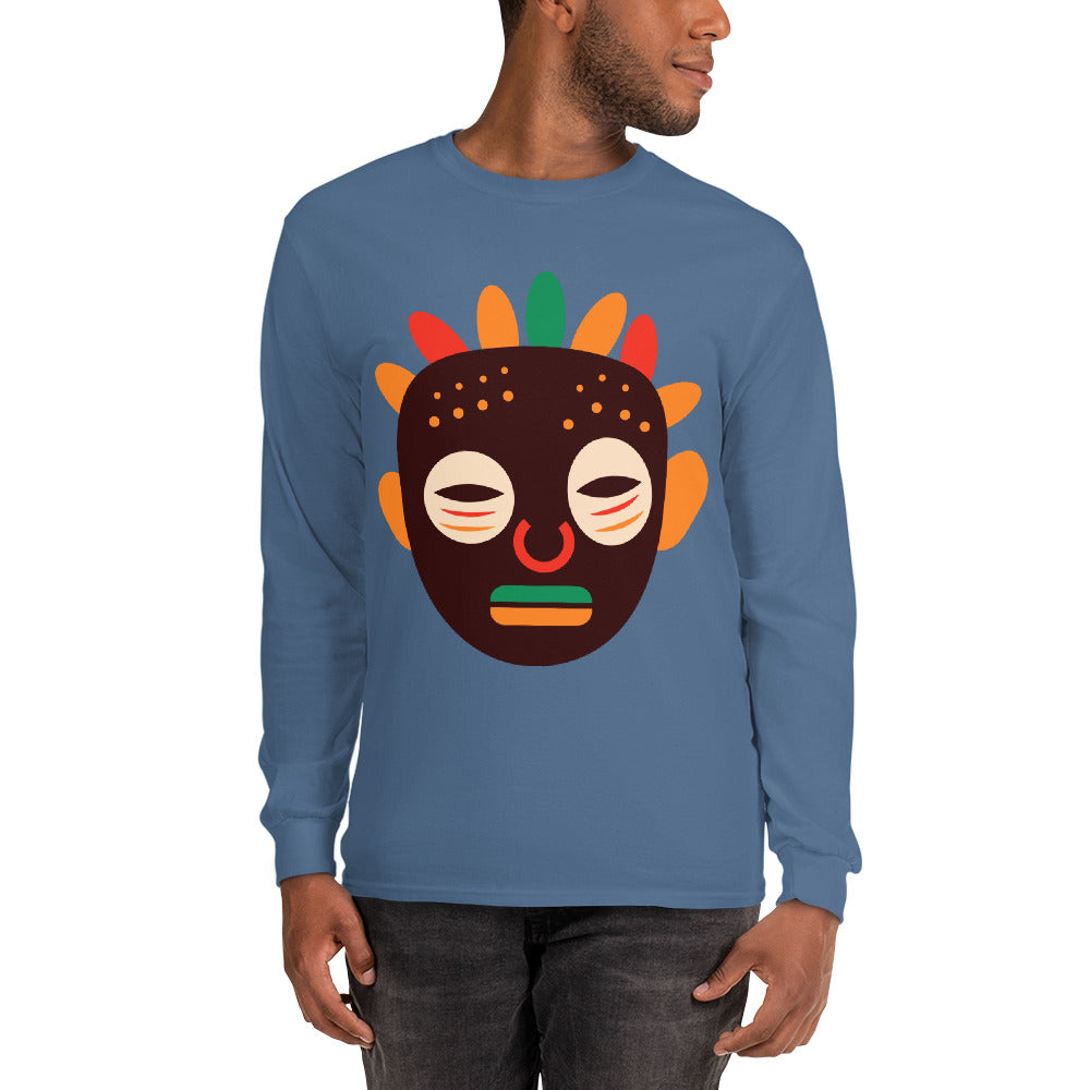 Woyo Tribal Maskhead Cotton Longsleeve Fall Tshirt