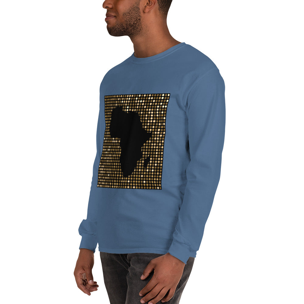 Nubia Gold Square Africa Map Cotton Long-Sleeve Fall T-shirt