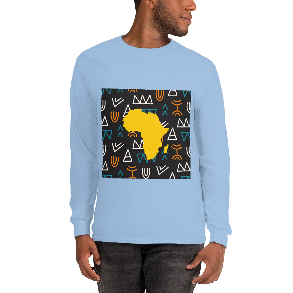 Virgil Tribal Africa Map Cotton Long-Sleeve Fall T-shirt