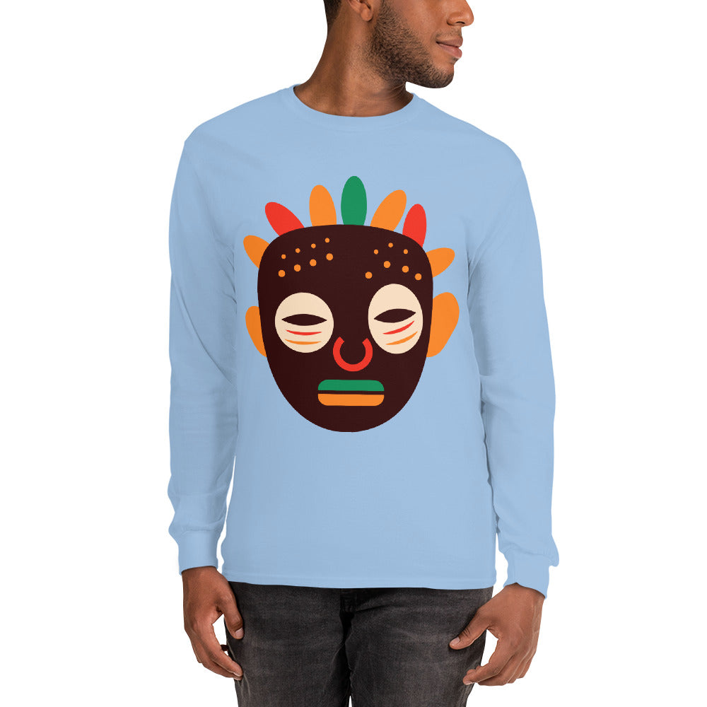 Woyo Tribal Maskhead Cotton Longsleeve Fall Tshirt