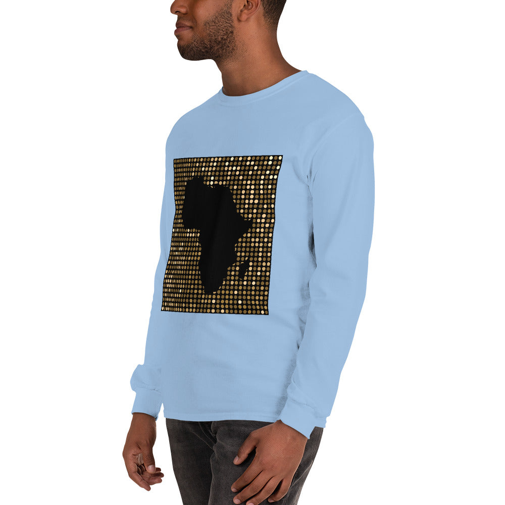 Nubia Gold Square Africa Map Cotton Long-Sleeve Fall T-shirt