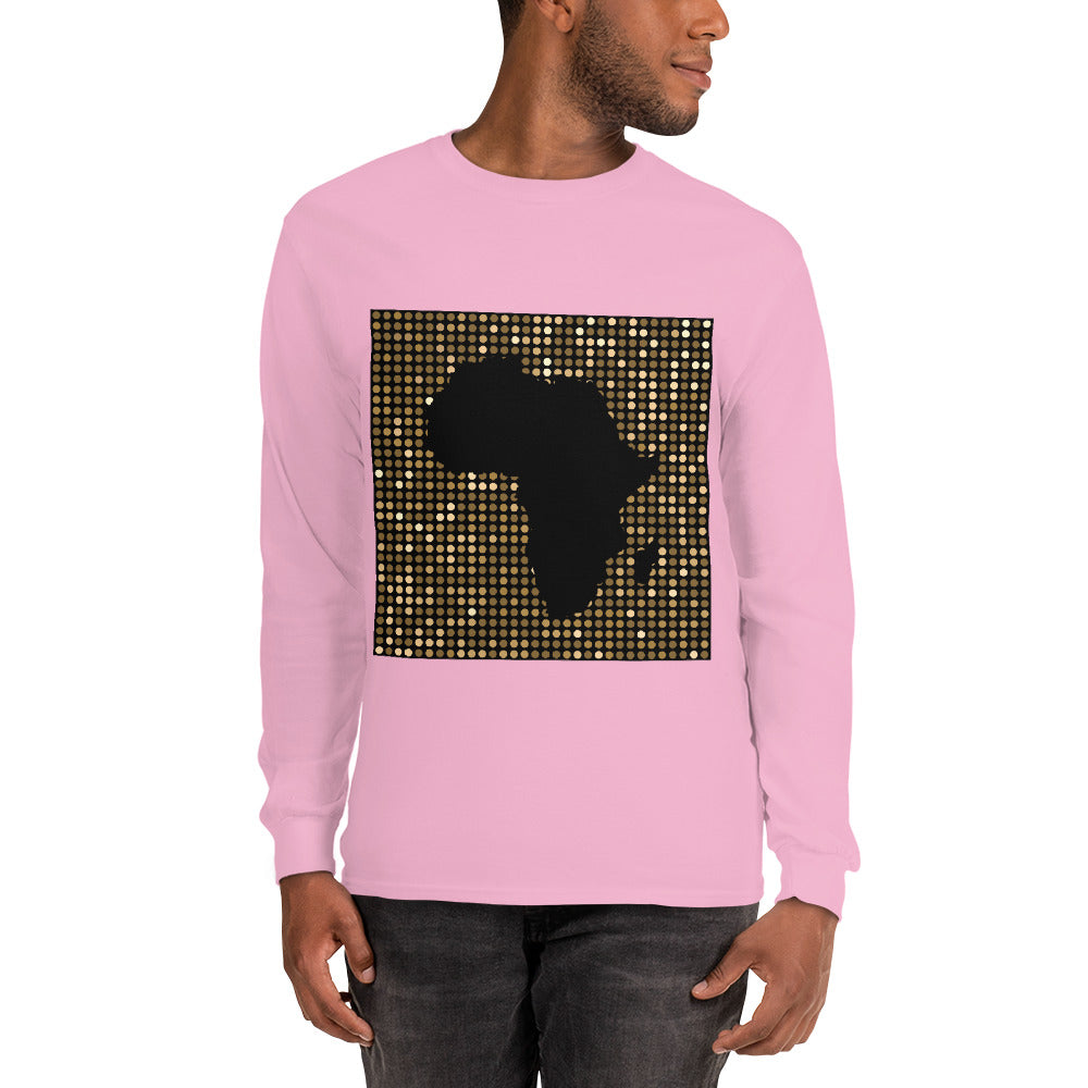 Nubia Gold Square Africa Map Cotton Long-Sleeve Fall T-shirt