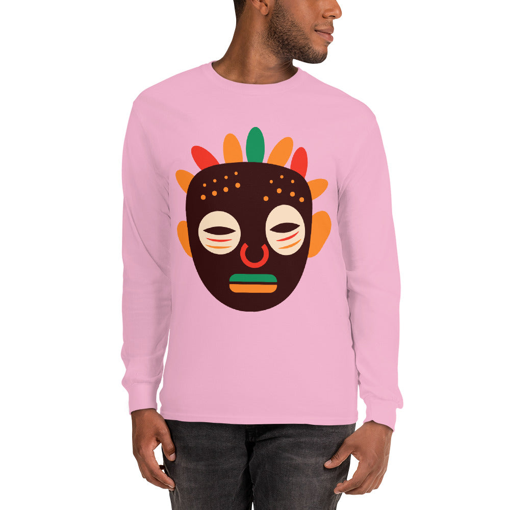 Woyo Tribal Maskhead Cotton Longsleeve Fall Tshirt