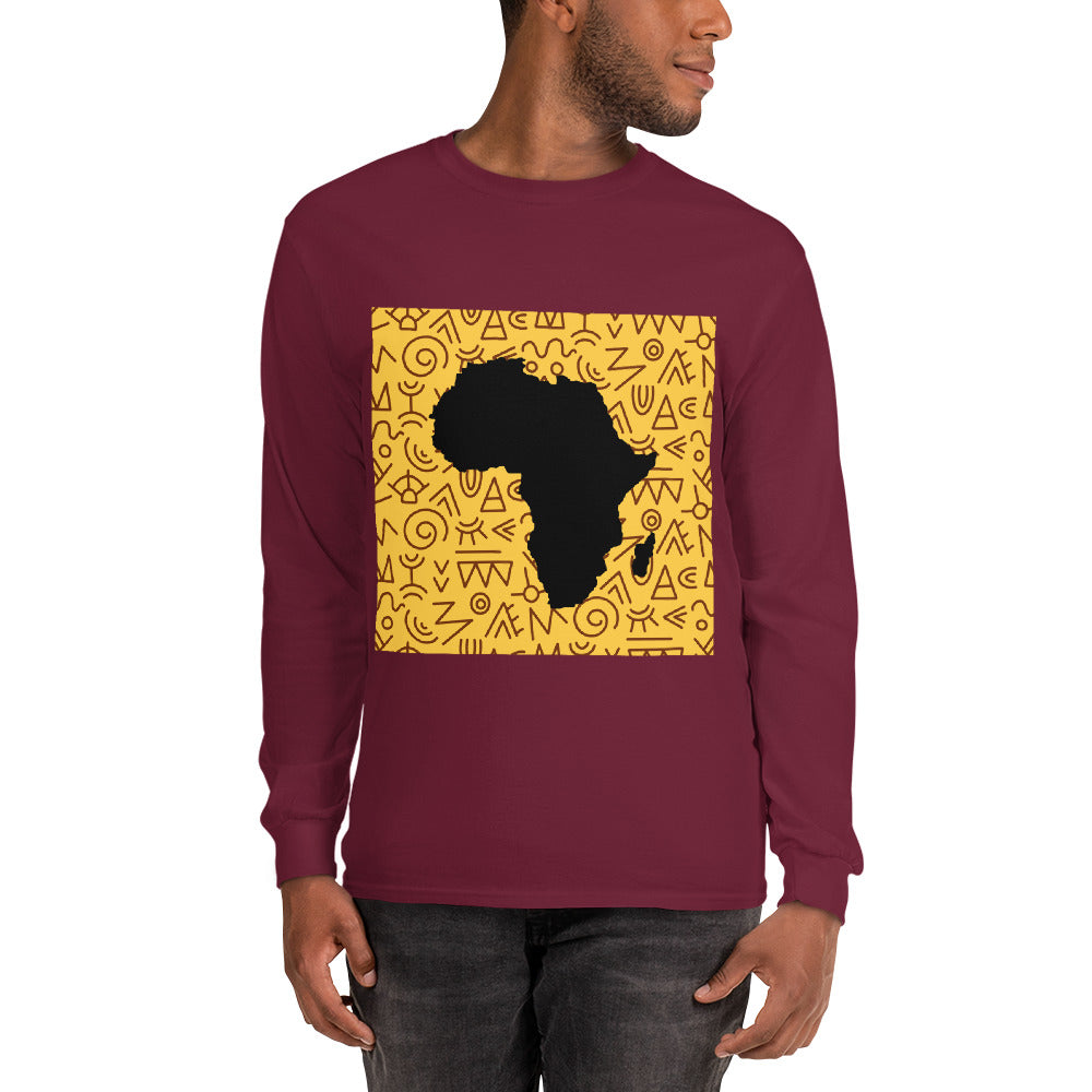 Trevor Tribal Africa Map Cotton Long-Sleeve Fall Tshirt