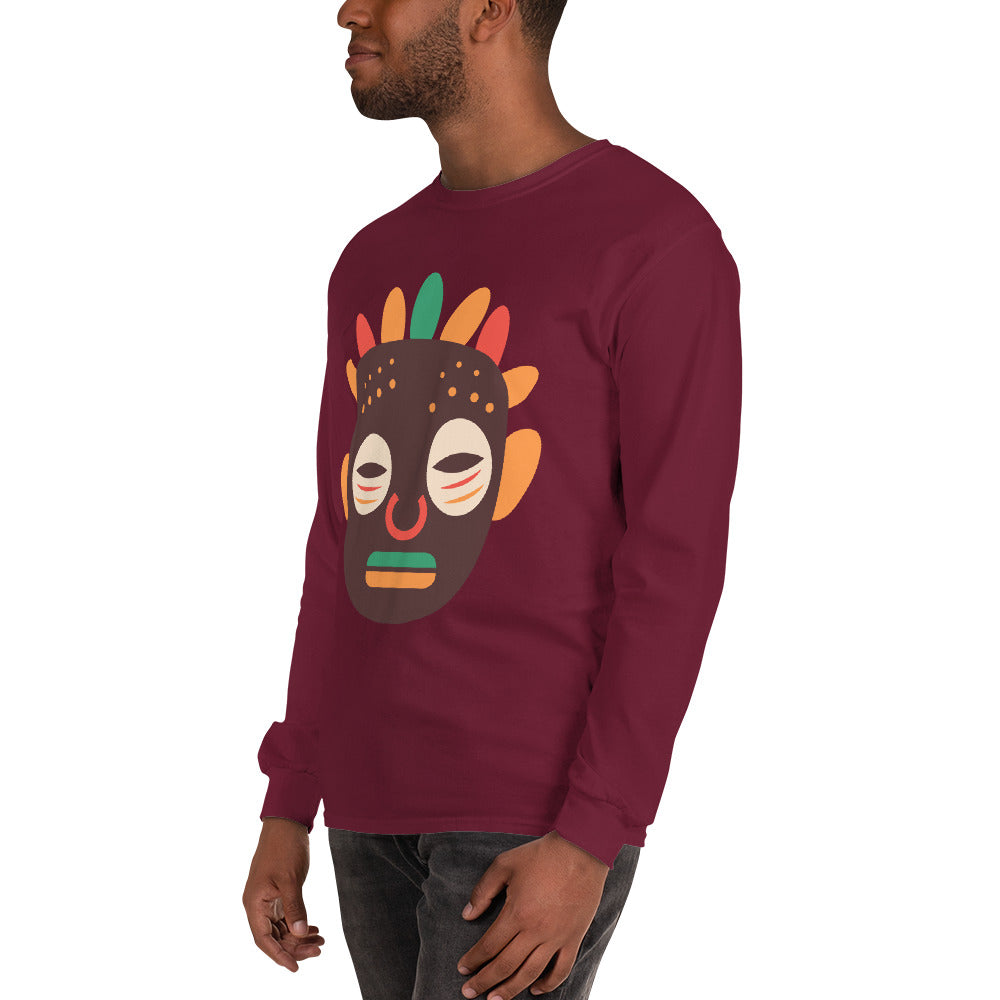 Woyo Tribal Maskhead Cotton Longsleeve Fall Tshirt