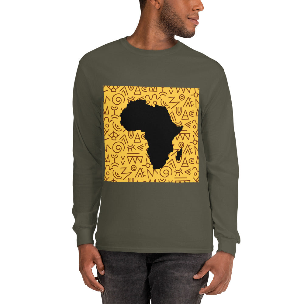 Trevor Tribal Africa Map Cotton Long-Sleeve Fall Tshirt