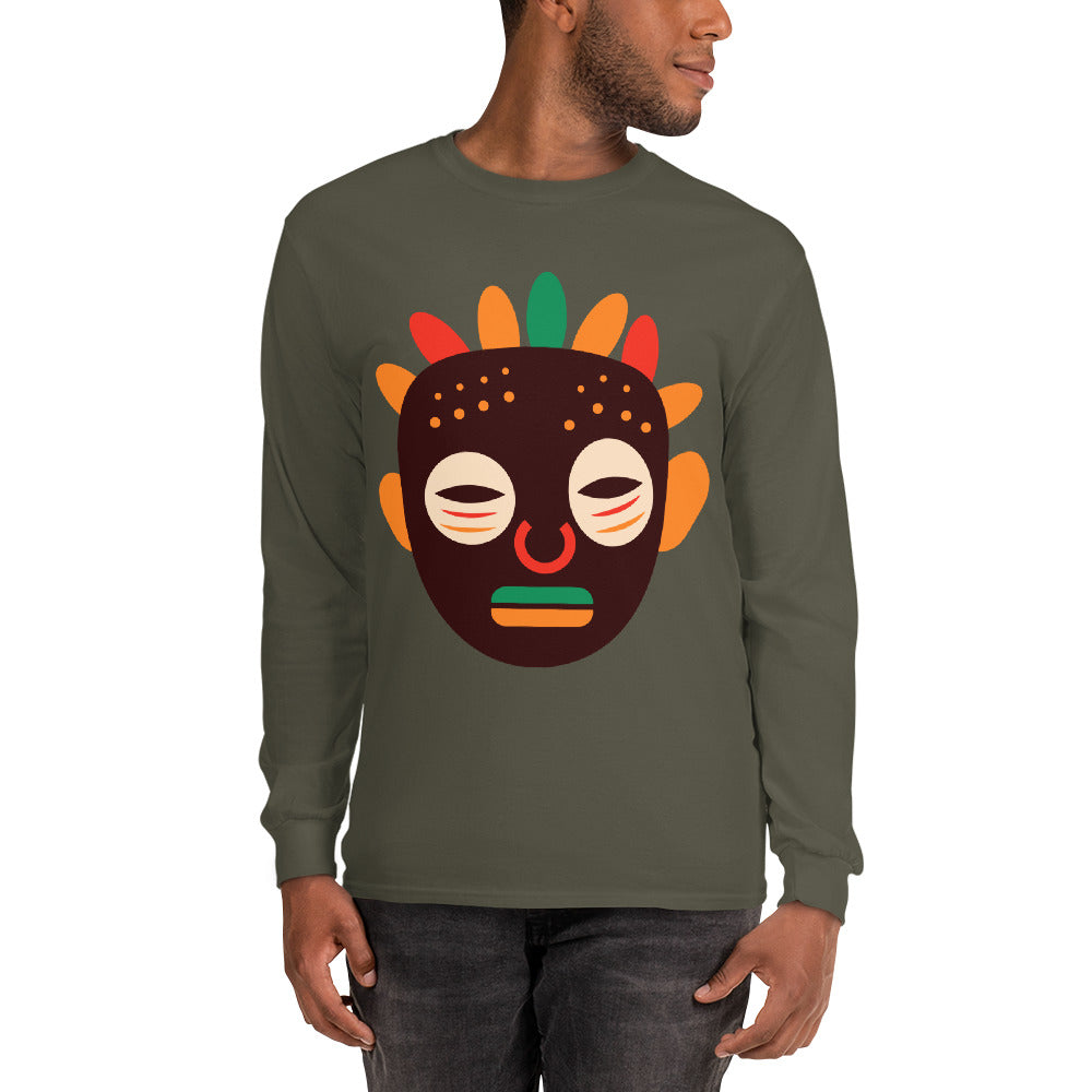 Woyo Tribal Maskhead Cotton Longsleeve Fall Tshirt